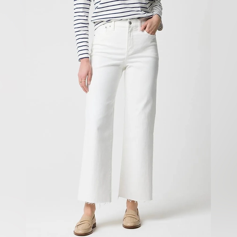 J. Crew White Flare Crop Jeans